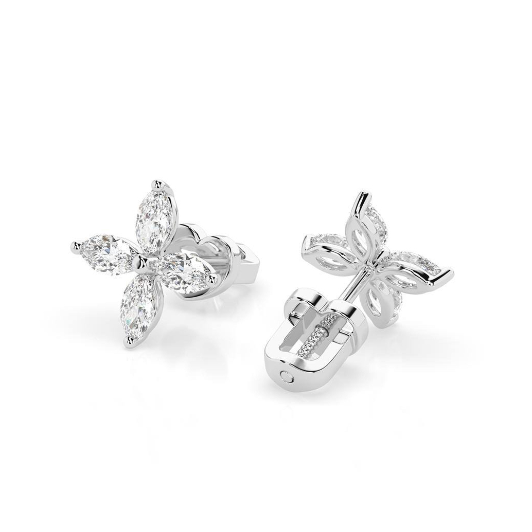 Диамантени обици цвете