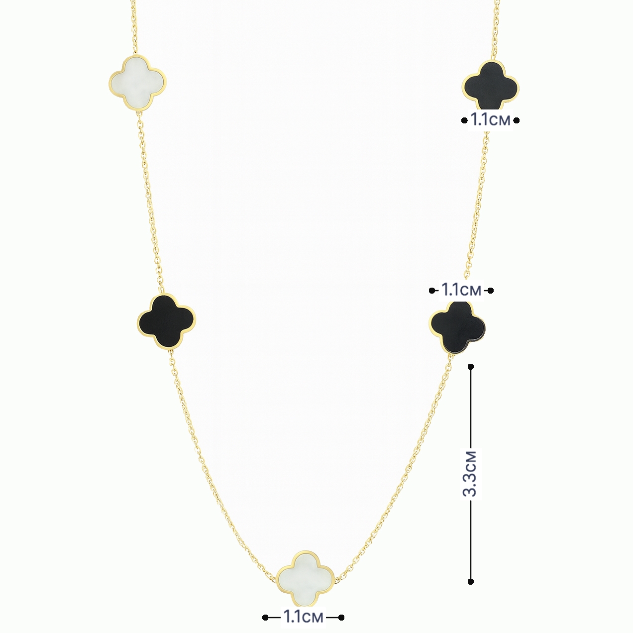 Колие жълто злато с детелинa CLOVER