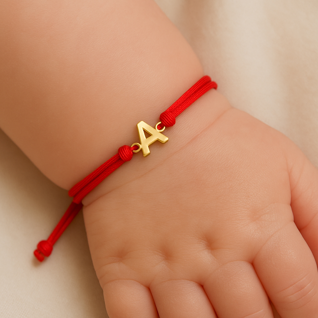 Червен конец със златна буква по избор