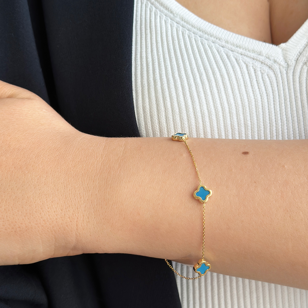 Златна гривна с детелина Clover