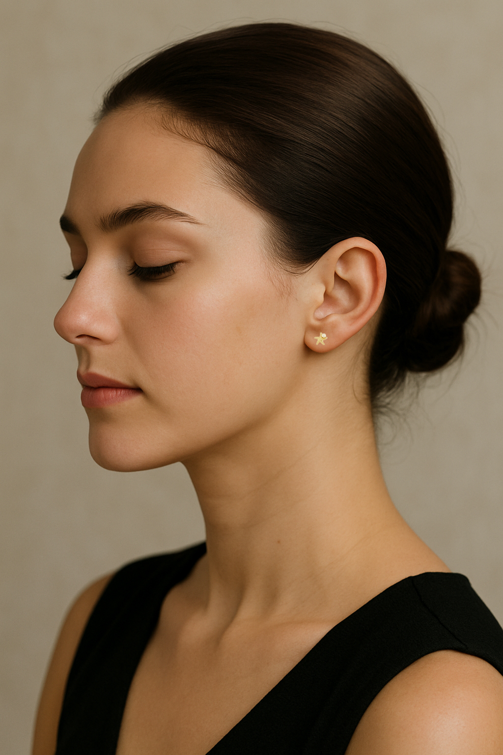 Златни обици малка звезда с перла