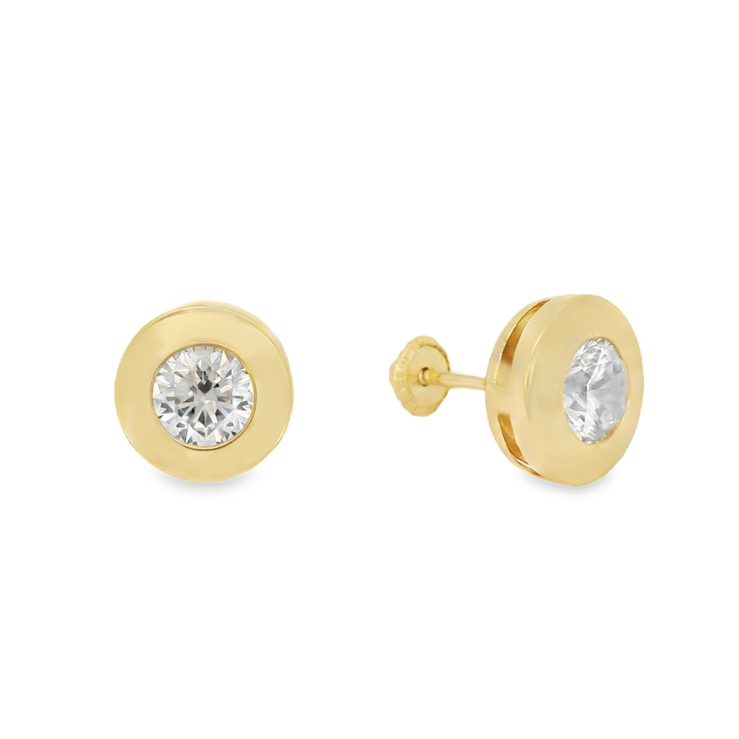 Златни обици с един камък Jessi