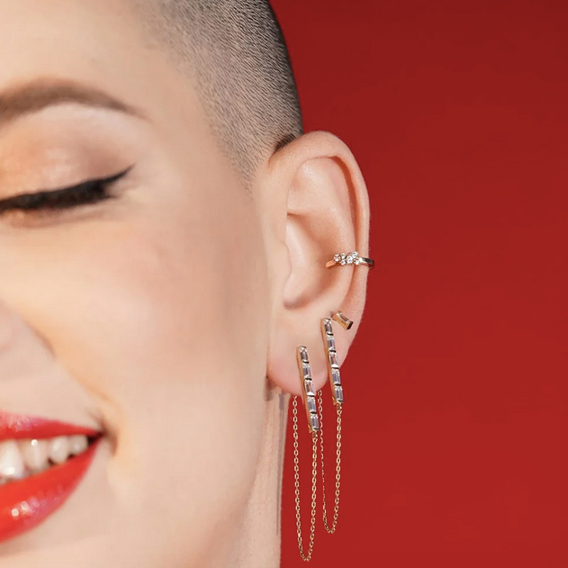 Дълги висящи обеци розово злато