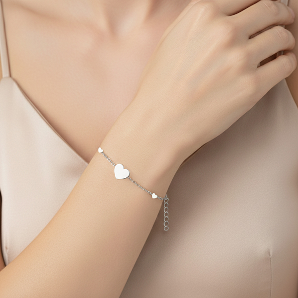 Гривна бяло злато с три сърца KLARA