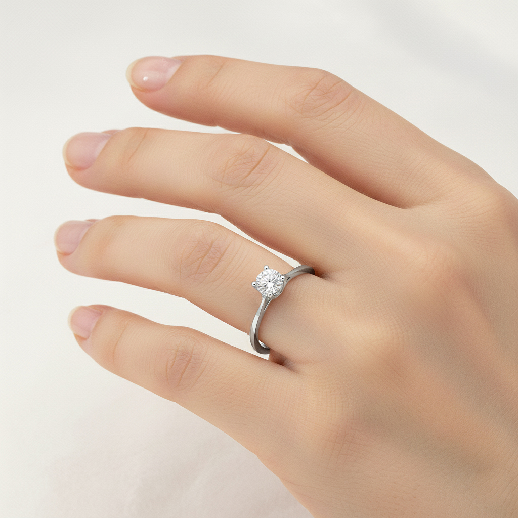 Годежен пръстен бяло злато Kamelia