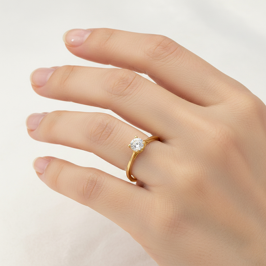 Годежен пръстен с един камък KAMELIA