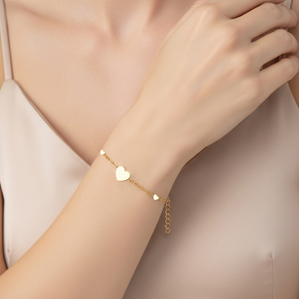 Гривна жълто злато с три сърца KLARA