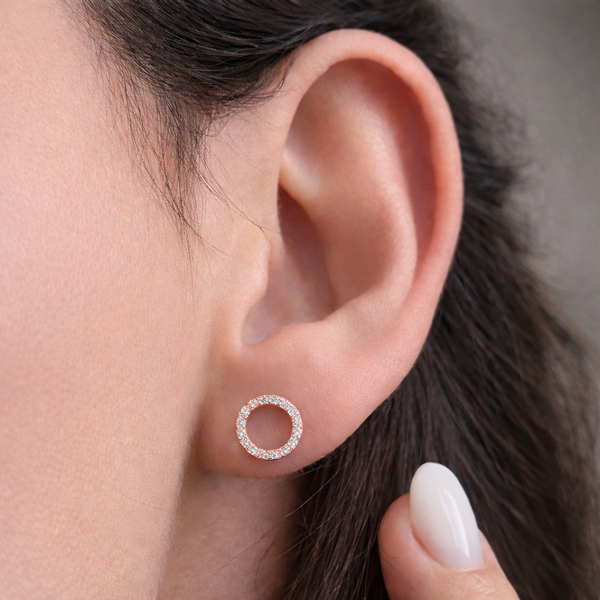 Обици на винт розово злато circle