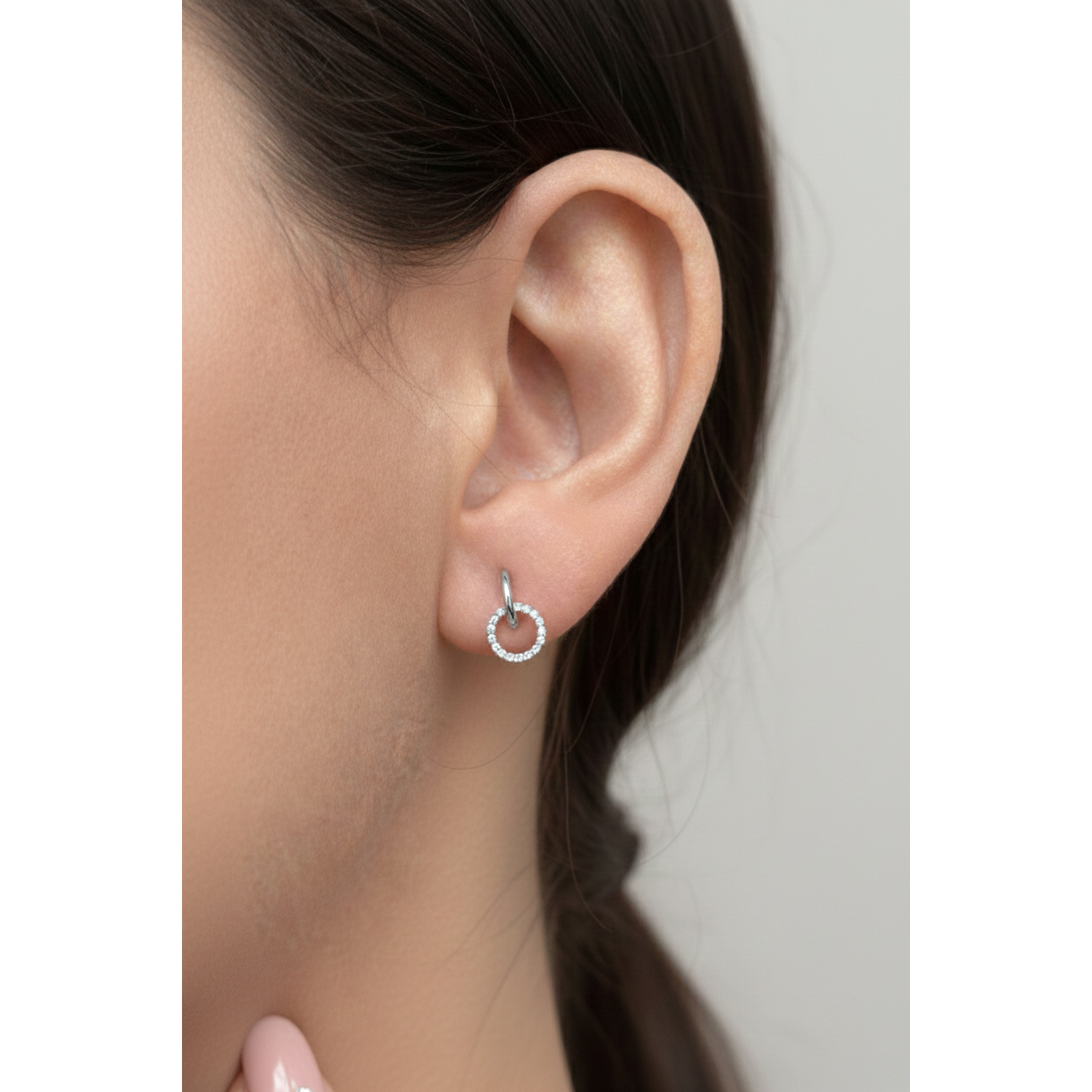 Златни обици на винт Double Circle