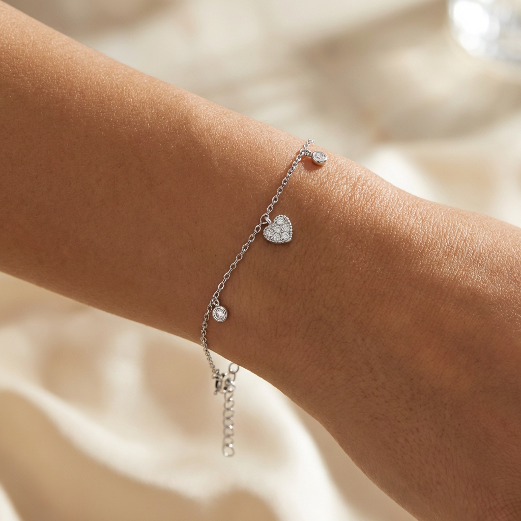 Бяло злато гривна със сърце Melani