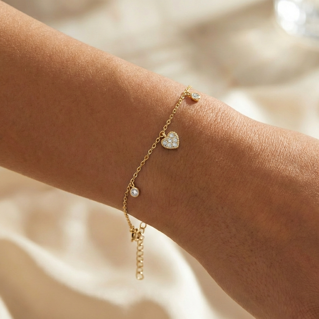 Жълто злато гривна със сърце Melani