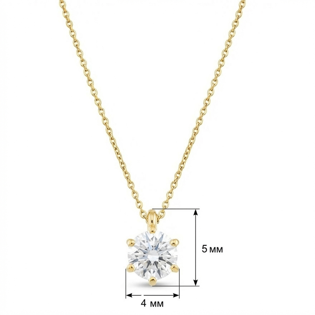 Колие жълто злато с едно камъче  MONIKA