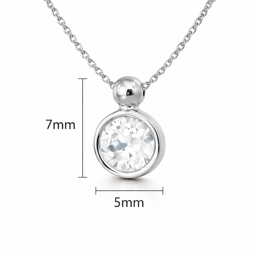 Колие бяло злато с едно камъче Kami