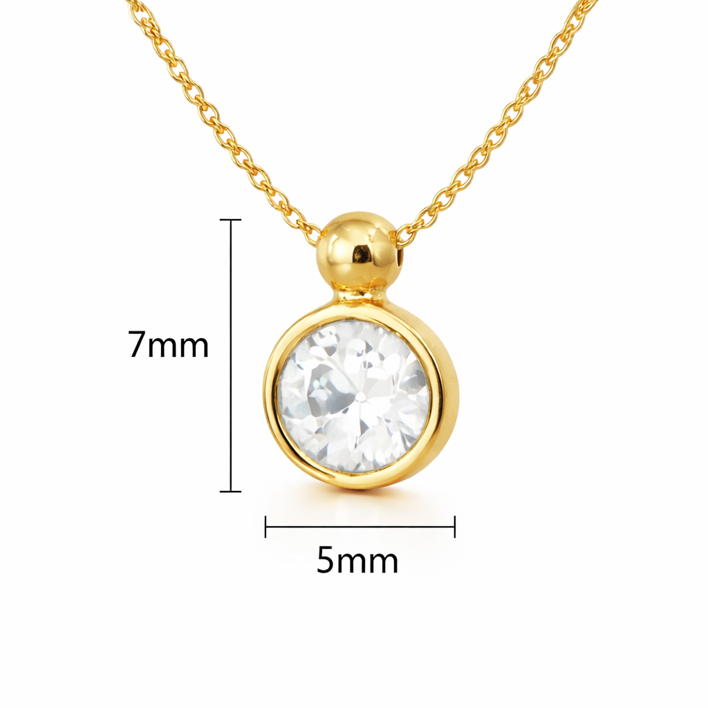 Колие жълто злато с едно камъче Kami