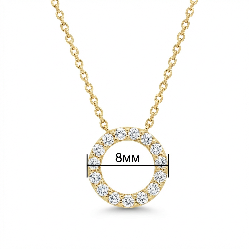 Златно колие кръг и циркони