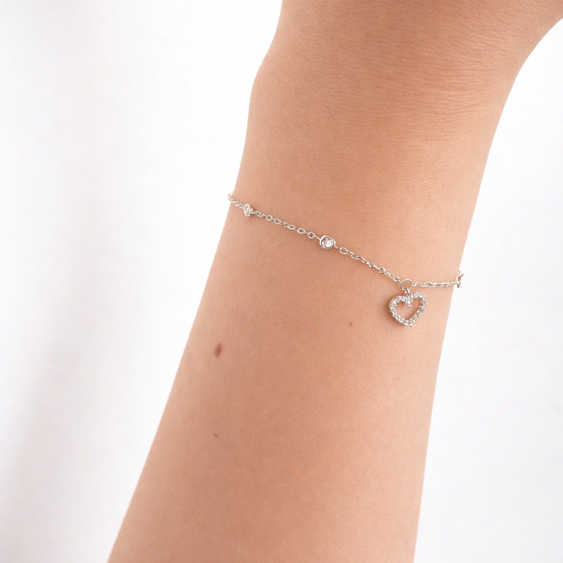 Бяло злато гривна със сърце Stefani